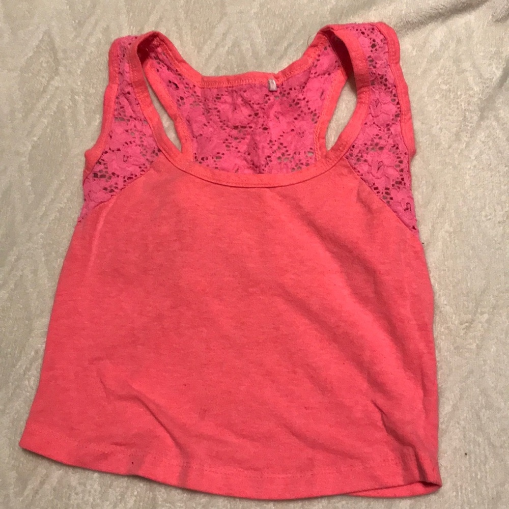Pink crop top razor back tank top